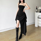 Black Off The Shoulder Asymmetrical Dress